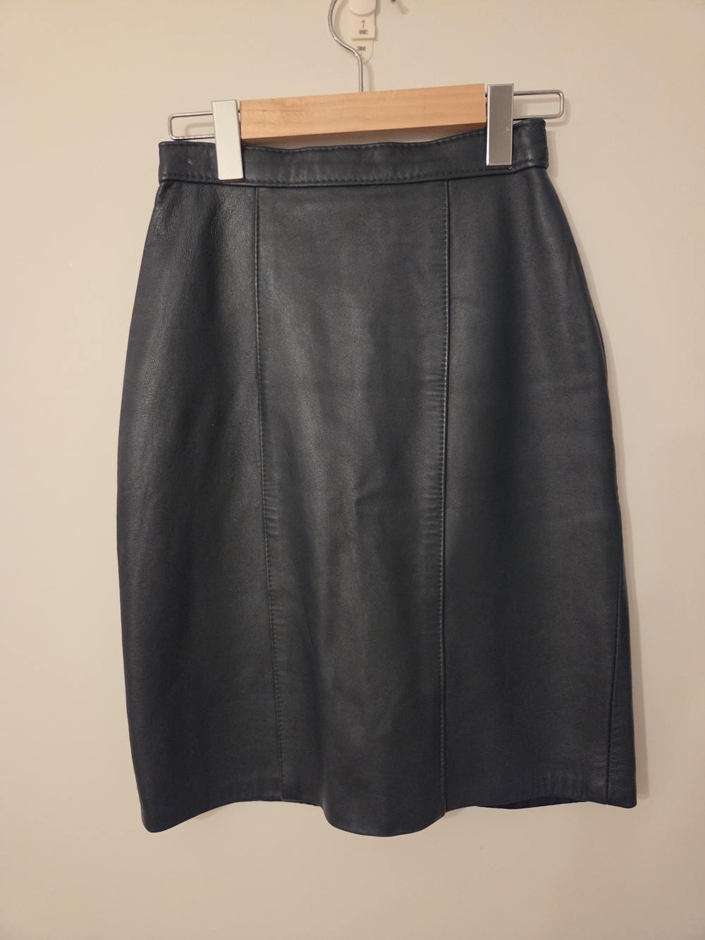 80s Dark Green Leather Pencil Skirt